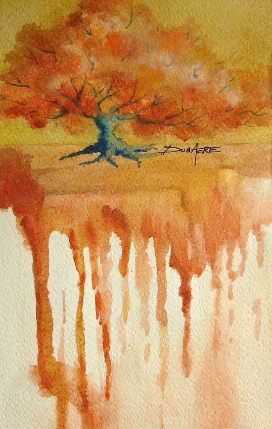 Painting watercolor trees