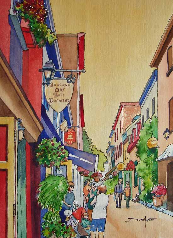 peinture aquarelle vieux quebec